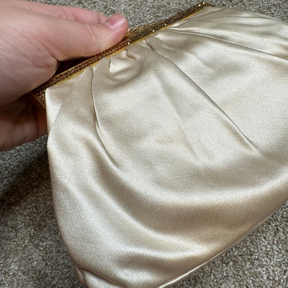Judith Leiber Satin & Swarovski Crystal Clutch Crossbody Evening Bag - Picture 3 of 7